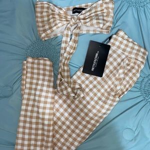 Two Piece Checkered Pant Set